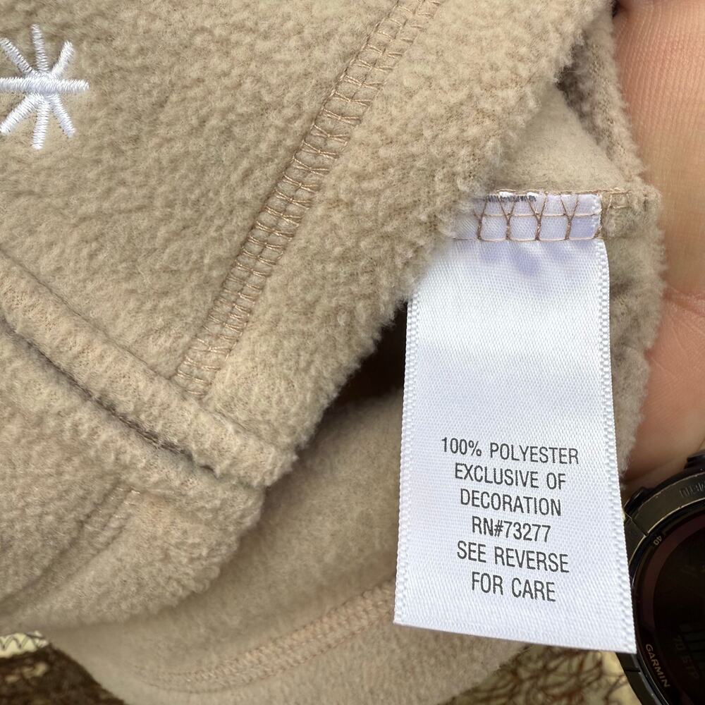 90s Croft & Barrow Tan Fleece Cabincore Applique Embroidery Fleece Cardigan MED - Picture 6 of 10